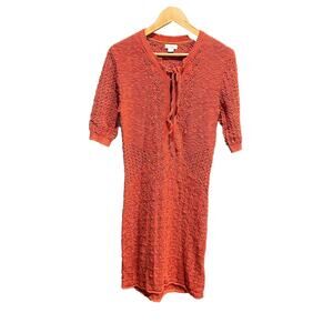 Sundance Burnt Orange Mid Sleeve Women's Crochet Sweater‎ Dress Size S